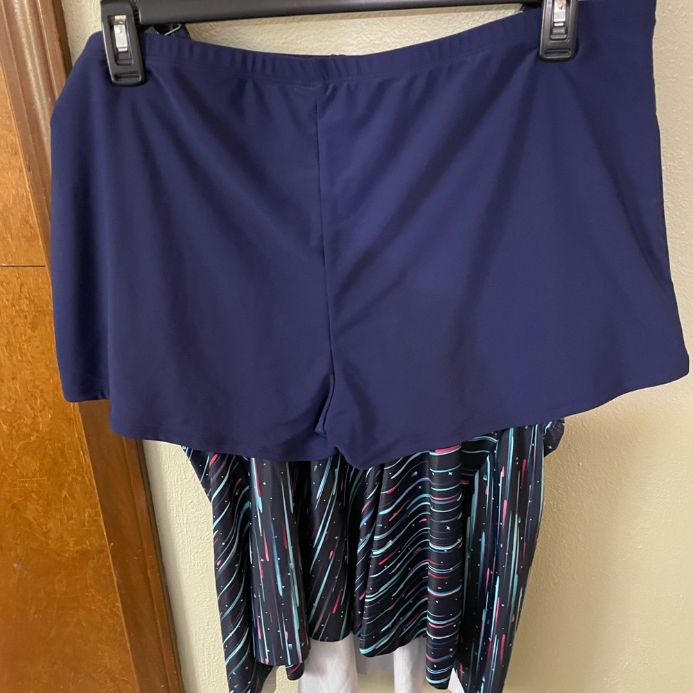 Multi colored swim tankini with matching bottoms